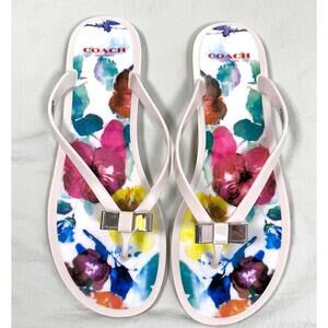 Coach Landon Floral Jelly Thong Sandals Sz 9 Women’s Bow Flip Flops
